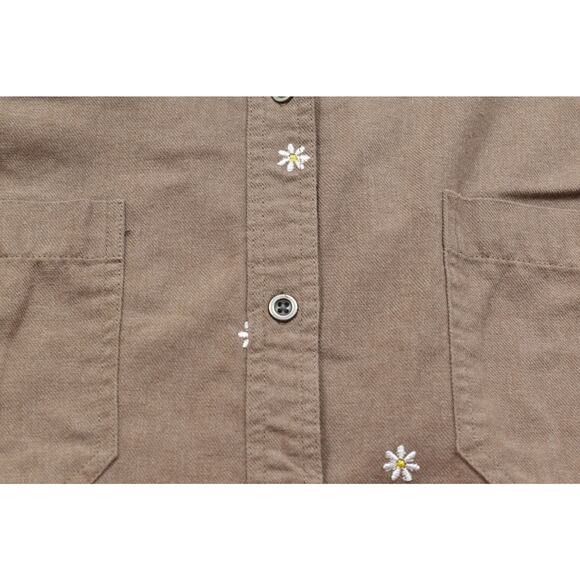 Torrid Women's Button Up Blouse Brown Floral Long Sleeve Plus Size 2 Cotton - Picture 7 of 8